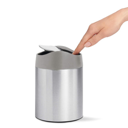 simplehuman bote de basura para mesa de cocina, baño, 1.5L, acero inoxidable, cepillado