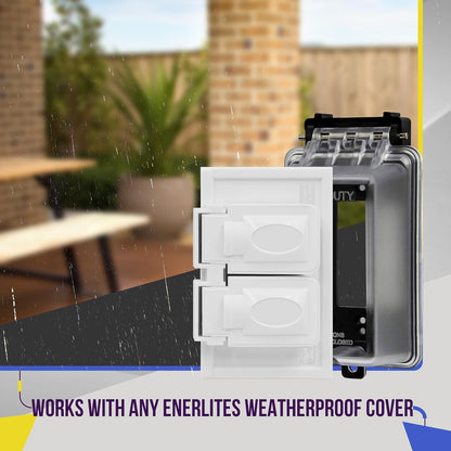 ENERLITES - Caja de enchufes resistente a la intemperie con tres enchufes roscados de 1/2 pulgada, caja eléctrica exterior, 3 orificios de 0,50 pulgadas cada uno