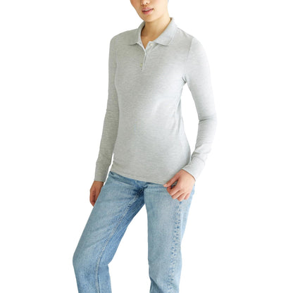 Aeropostale Polo Aero Manga Larga para Mujer - CH - Gris claro jaspeado