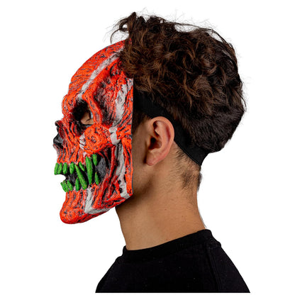 Ghoulish Productions Máscara De Látex Skull fangs Orange Monster Urban Mask Efecto Neón Calavera Creepy, Disfraz Aterrador para Halloween y Fiestas Temáticas, Cosplay, Diseño Artesanal Face Mask