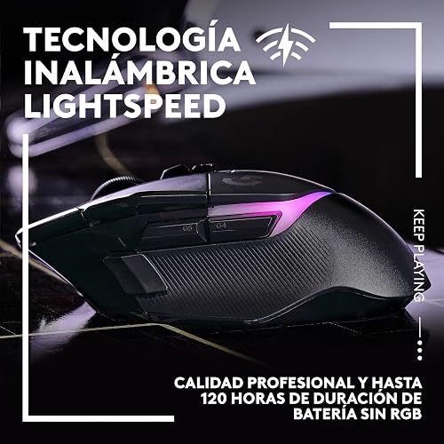 Logitech G502 X Plus Lightspeed Mouse Óptico Inalámbrico RGB para Gaming - Interruptores híbridos LIGHTFORCE, LIGHTSYNC RGB, Sensor Gaming Hero 25K, Compatible con PC - macOS/Windows - Negro