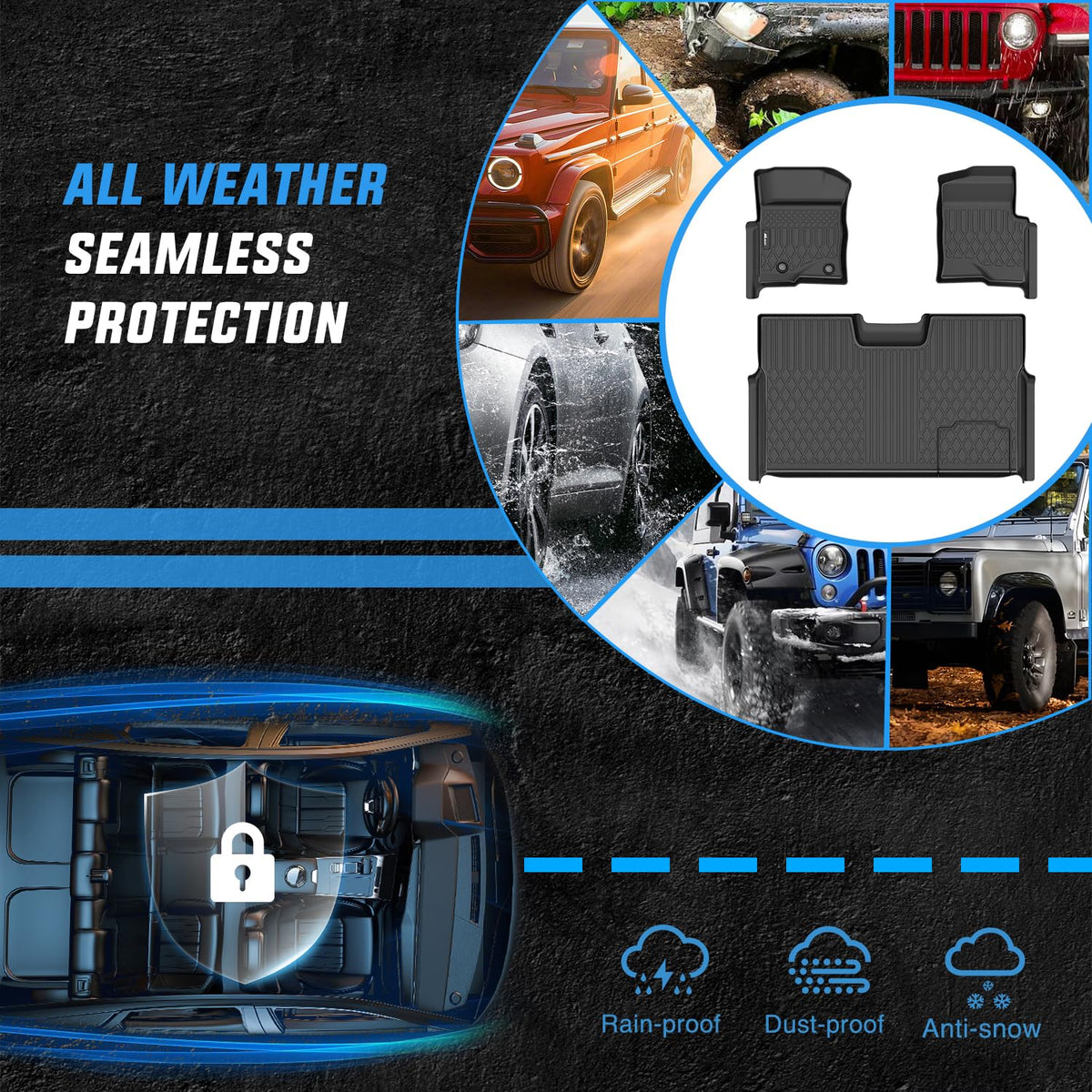 Nilight TPE - Alfombrillas para Ford F150 F-150 SuperCrew Crew | 2010, 2011, 2012, 2013, 2014 - Revestimientos de piso resistentes para todo tipo de clima