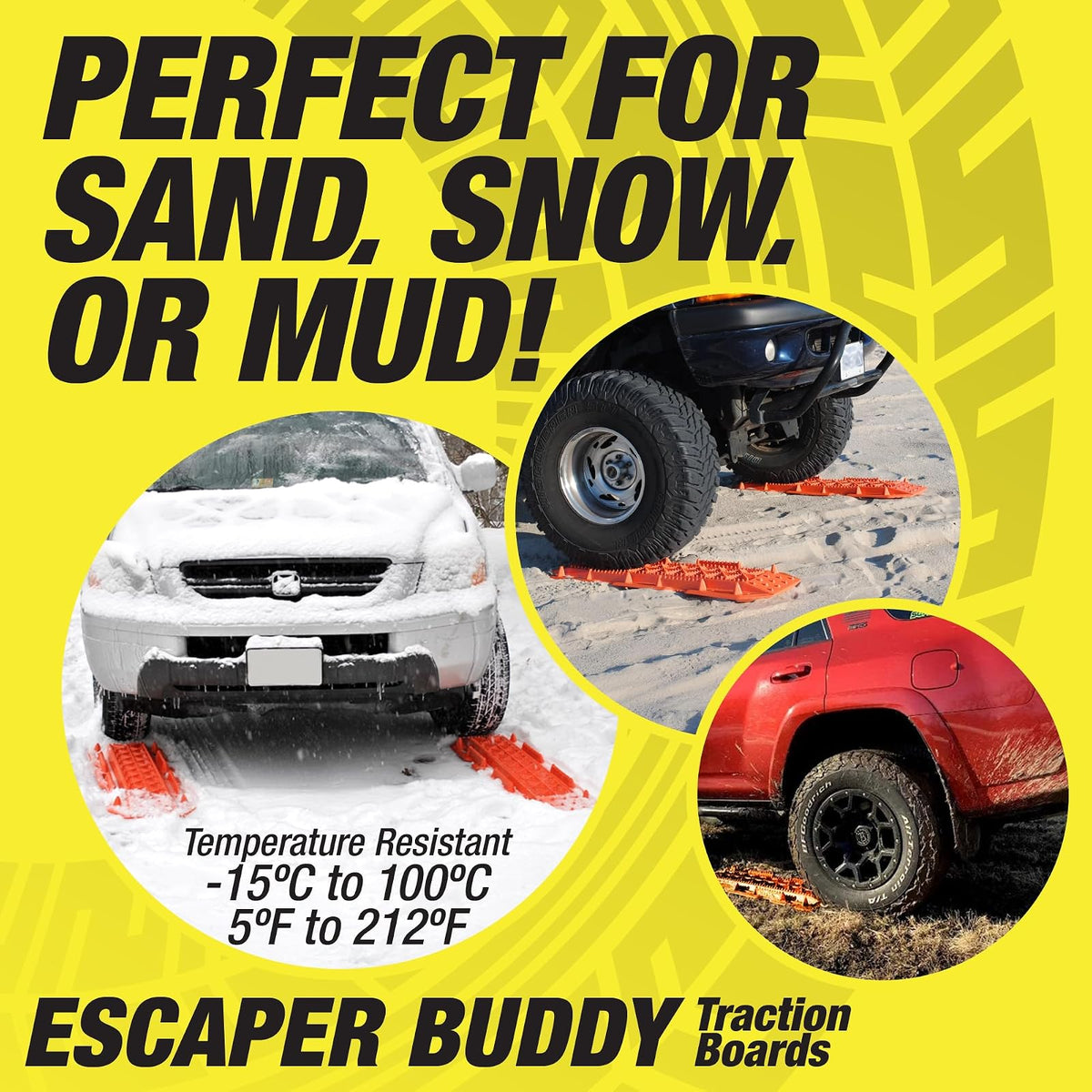 MAXSA Escaper Buddy Alfombrillas de Tracción Modelo 20333 | Naranja, Heavy-Duty, Paquete de 2, Resistente, Rojo 40 cm, Camionetas 4x4