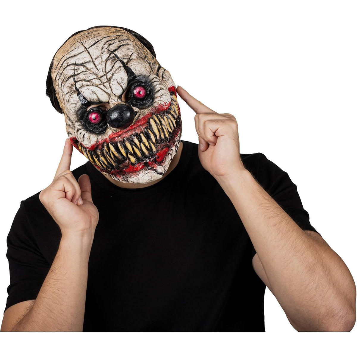 Ghoulish Productions Máscara De Látex Rabid Clown, Accesorio Látex Cosplay Payaso Furioso Creepy, Disfraz Aterrador para Halloween y Fiestas Temáticas, Cosplay Bufón, Diseño Artesanal Face Mask