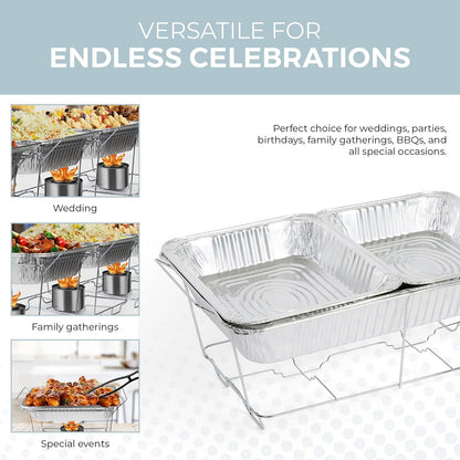 Juego de 33 Platos Desechables de Tamaño Grande con Cubiertas, Utensilios, Latas de Combustible, Juego de Platos de Limpieza Premium para Eventos, Fiestas, Catering