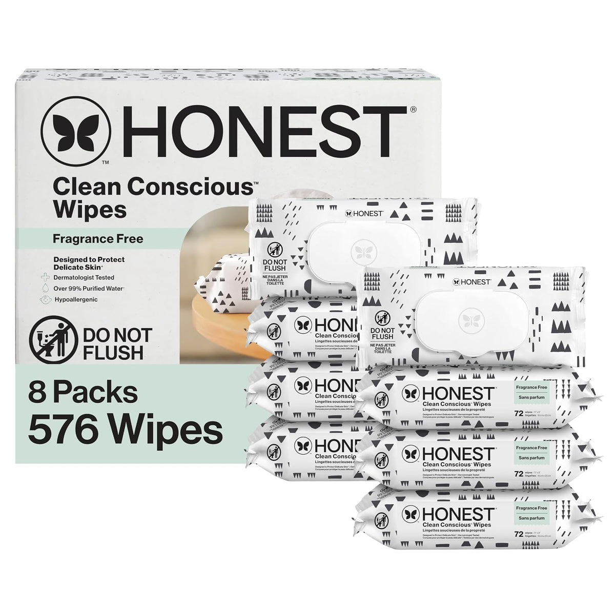The Honest Company Toallitas para Bebé Rose Blossom, 288 Piezas - 576 count - Juego de Patrones