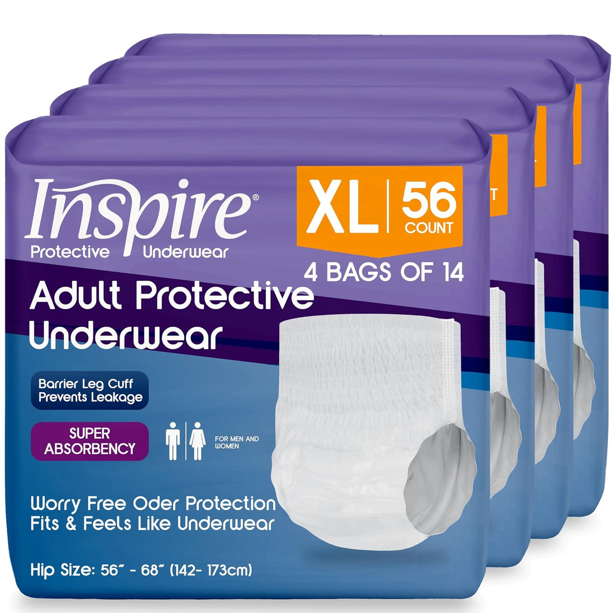 Inspire Protective Underwear, Extra Large, 56 Count