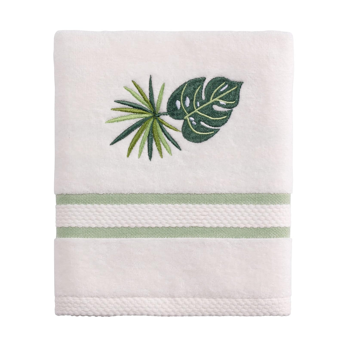 Avanti Linens - Juego de Toallas de 3 Piezas, Toallas de algodón Suaves y absorbentes (Viva Palm Collection), Color Blanco