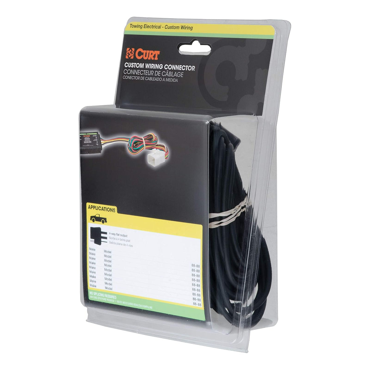 Curt Arnés de Cableado Personalizado para Remolque de 4 Pines para Hyundai Palisade/Santa Fe/Kia Telluride, Negro, 56420