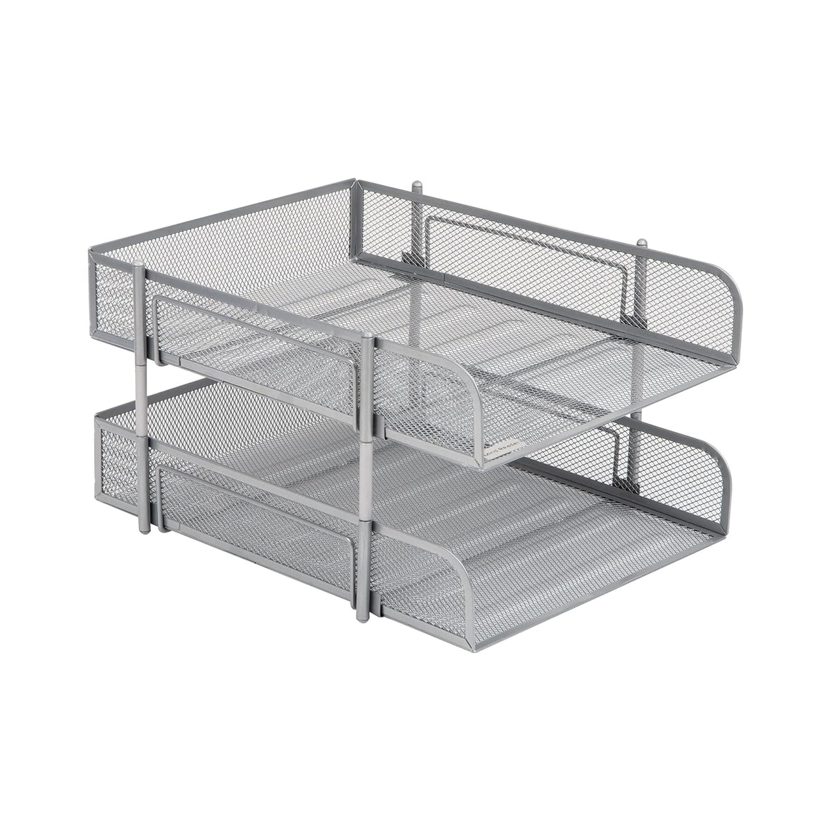Mind Reader Bandeja apilable para Cartas, computadora, Soporte para Documentos, revistas, Organizador de Archivos de computadora, Plateado 10 Pulgadas, Plateado, 1