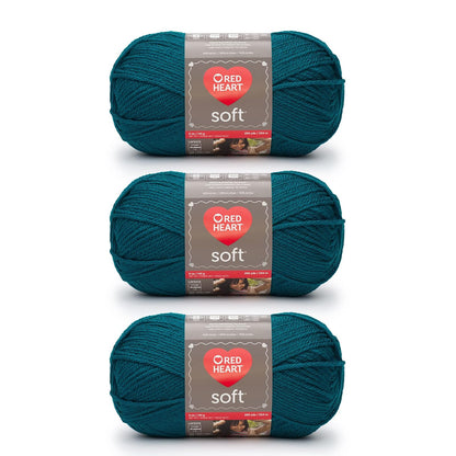 Red Heart Soft Estambre Acrílico, Paquete de 3 - Verde azulado - Paquete de 3