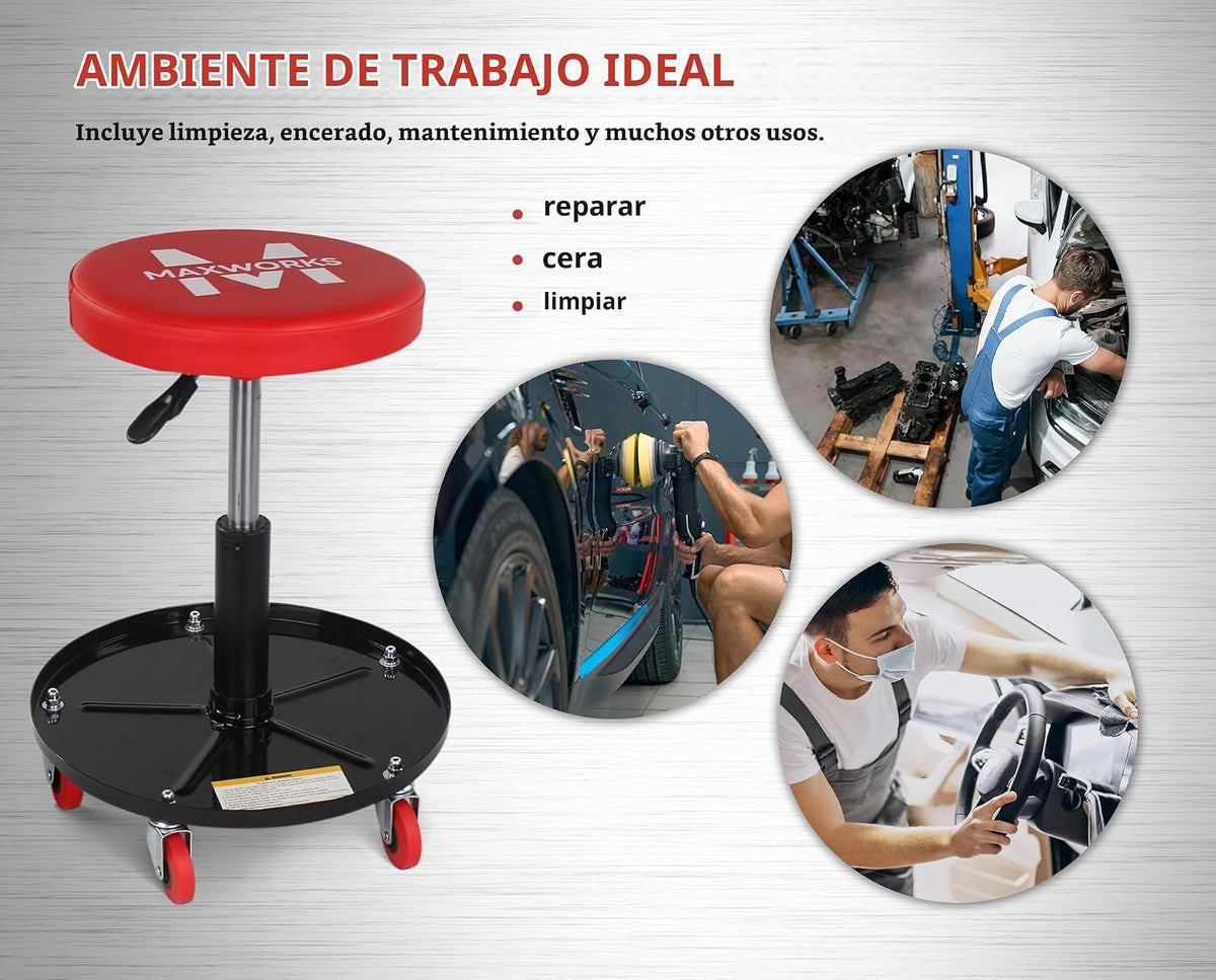 MaxWorks 80771 - Asiento de Rodillo neumático con Altura Ajustable, Capacidad de 300 Libras