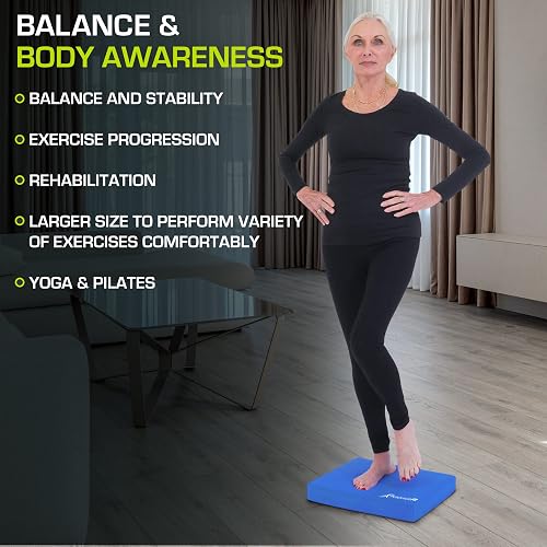 ProsourceFit - Almohadilla de equilibrio y ejercicio: alfombrilla grande de espuma antideslizante y acolchada y rodillera para hacer ejercicio, entrenamiento de estabilidad, fisioterapia y yoga, 39 x 48 cm