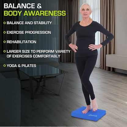 ProsourceFit - Almohadilla de equilibrio y ejercicio: alfombrilla grande de espuma antideslizante y acolchada y rodillera para hacer ejercicio, entrenamiento de estabilidad, fisioterapia y yoga, 39 x 48 cm