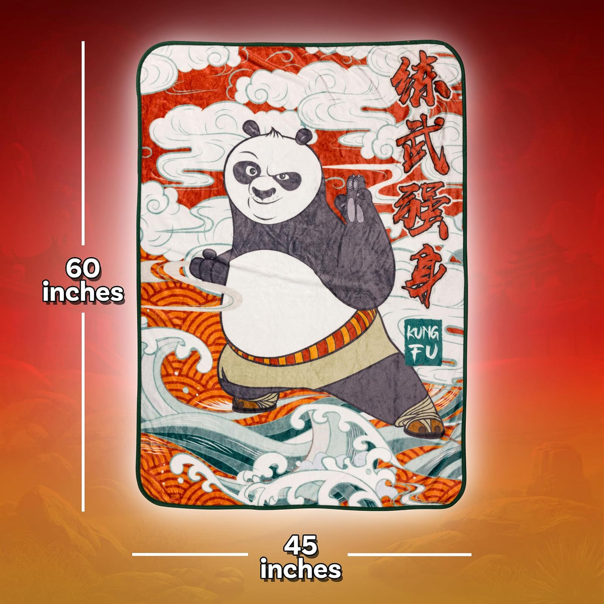 Silver Buffalo Kung Fu Panda - Manta de Forro Polar de 45 x 60 Pulgadas, Suave y acogedora, 180 g/m²