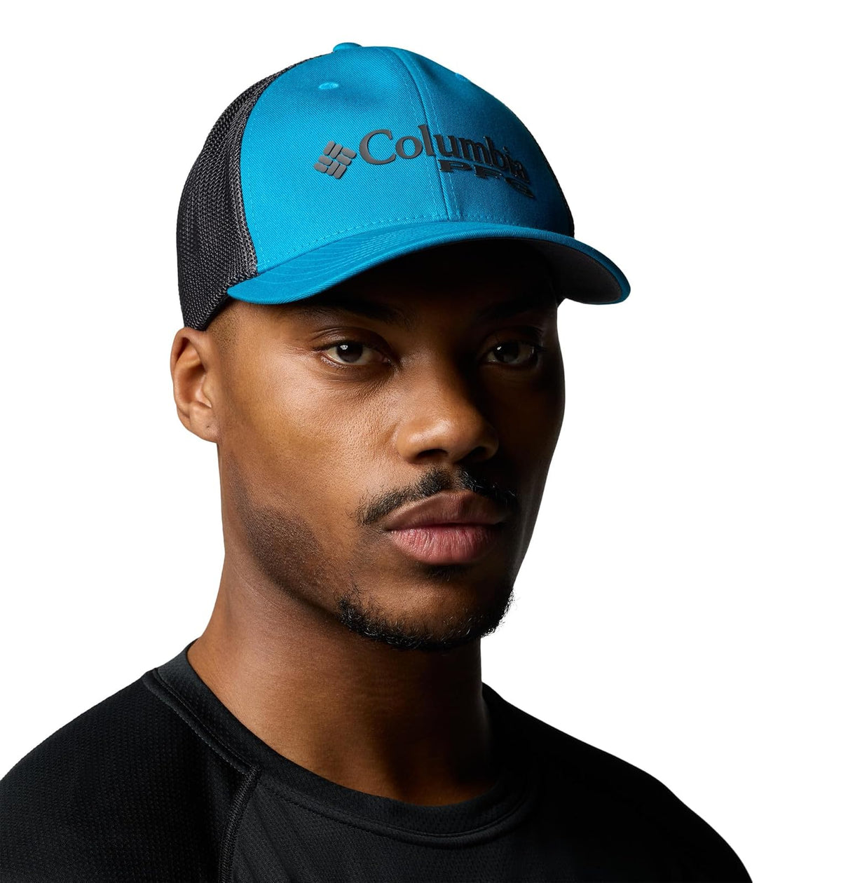Columbia Gorra de Malla con Logotipo de PFG - Alta Gorra para Unisex Adulto - Gráfico de Eco - Tiburón - Himno Azul - G-XL