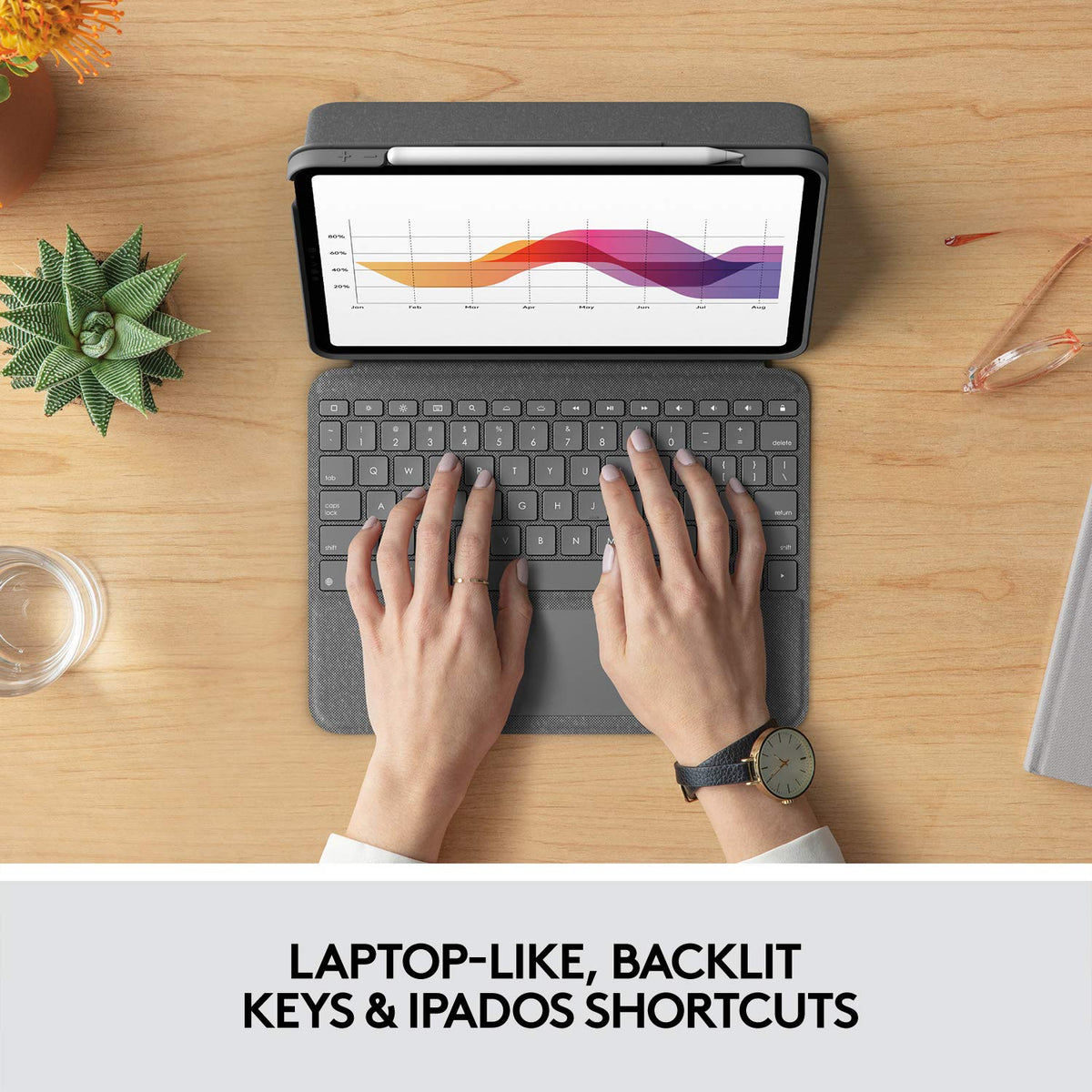 Logitech Folio Touch para iPad, Funda con Teclado con Trackpad y conexión Smart Connector para iPad Air (4ª y 5ª generación) - Grafito