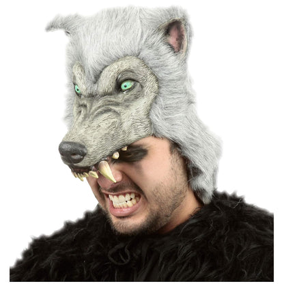Ghoulish Productions Gray Wolf Helmet, Sombrero de Lobo Gris, Complemento de Disfraz de Guerrero Ideal para Halloween y Fiestas de Disfraces