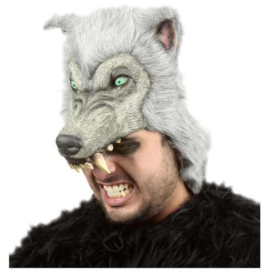 Ghoulish Productions Gray Wolf Helmet, Sombrero de Lobo Gris, Complemento de Disfraz de Guerrero Ideal para Halloween y Fiestas de Disfraces