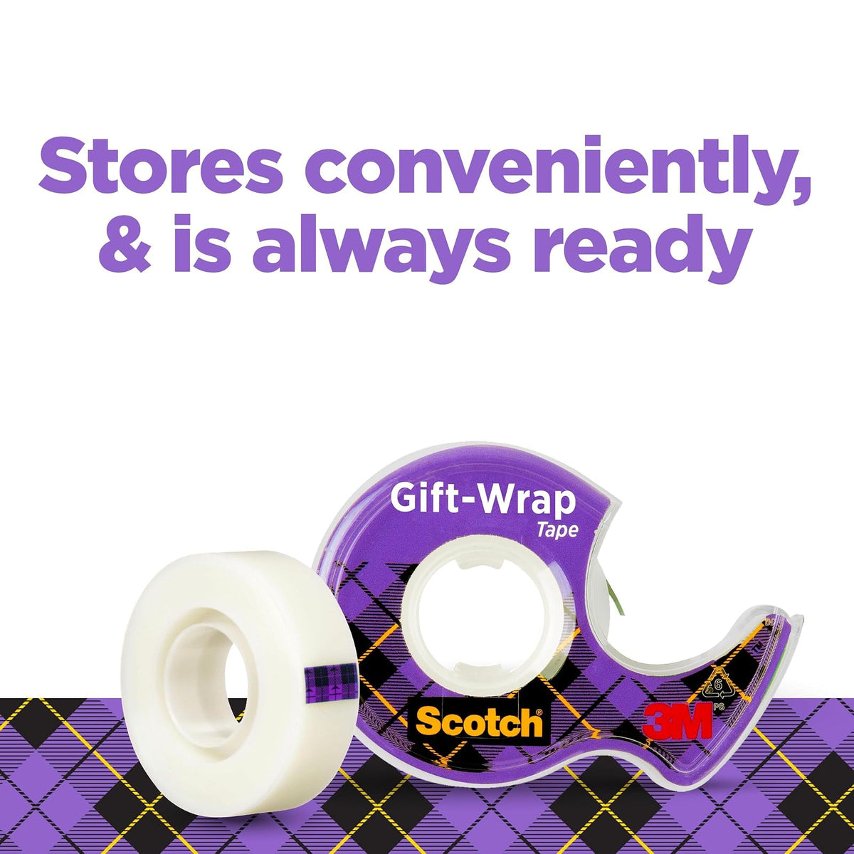 Scotch 615-GW Cinta de regalo, acabado satinado, 1.91 cm x 16.5 m, 6 rollos dispensadores