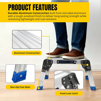 MaxWorks Taburete Plegable de Aluminio con Plataforma, Capacidad 350 Libras, 80773