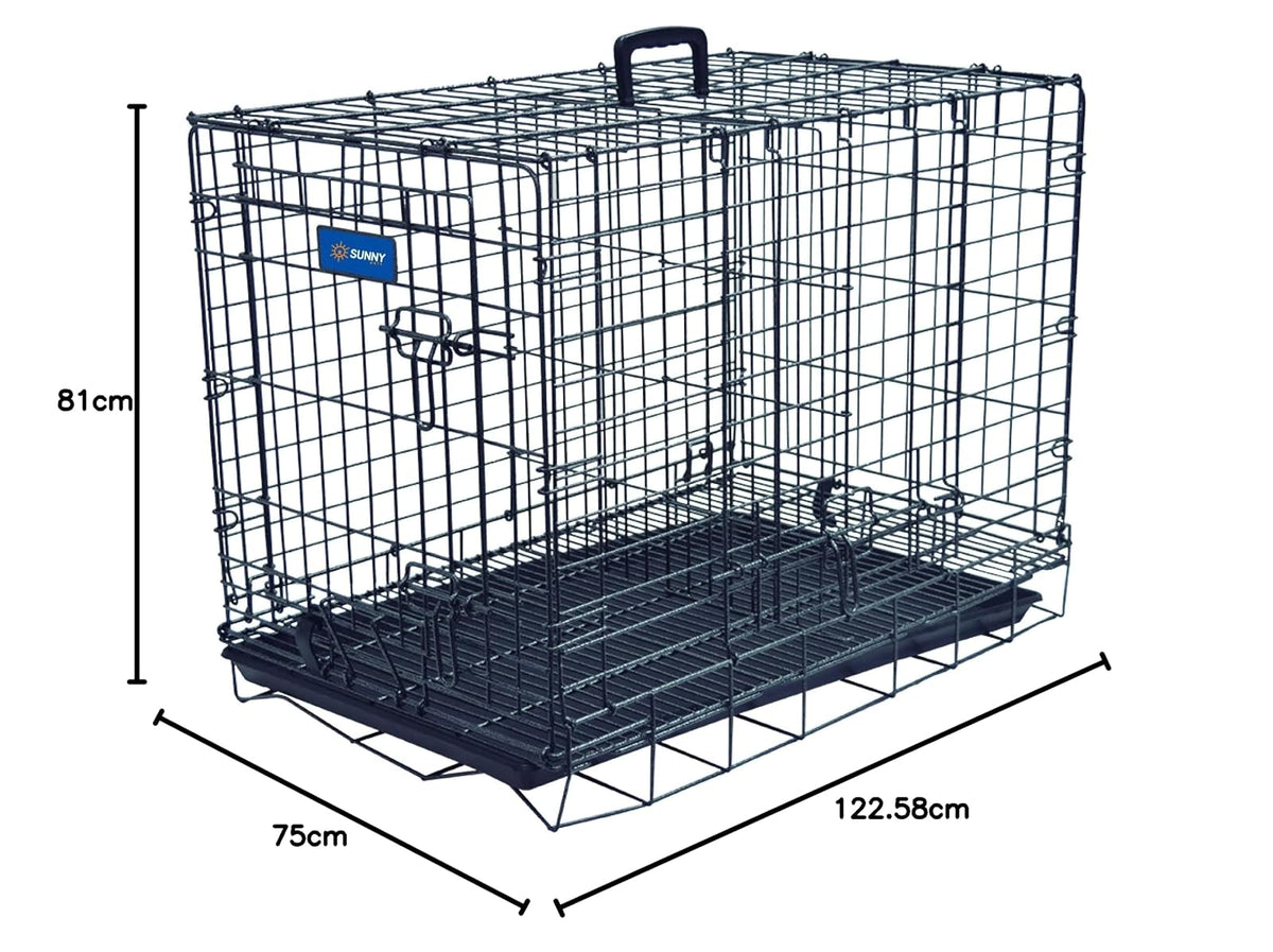 Doggy Jaula Metálica Plegable Gigante 2 Puertas 122.57X75X81.5cm (Incluye Rejilla de Piso y divisora de Entrenamiento)