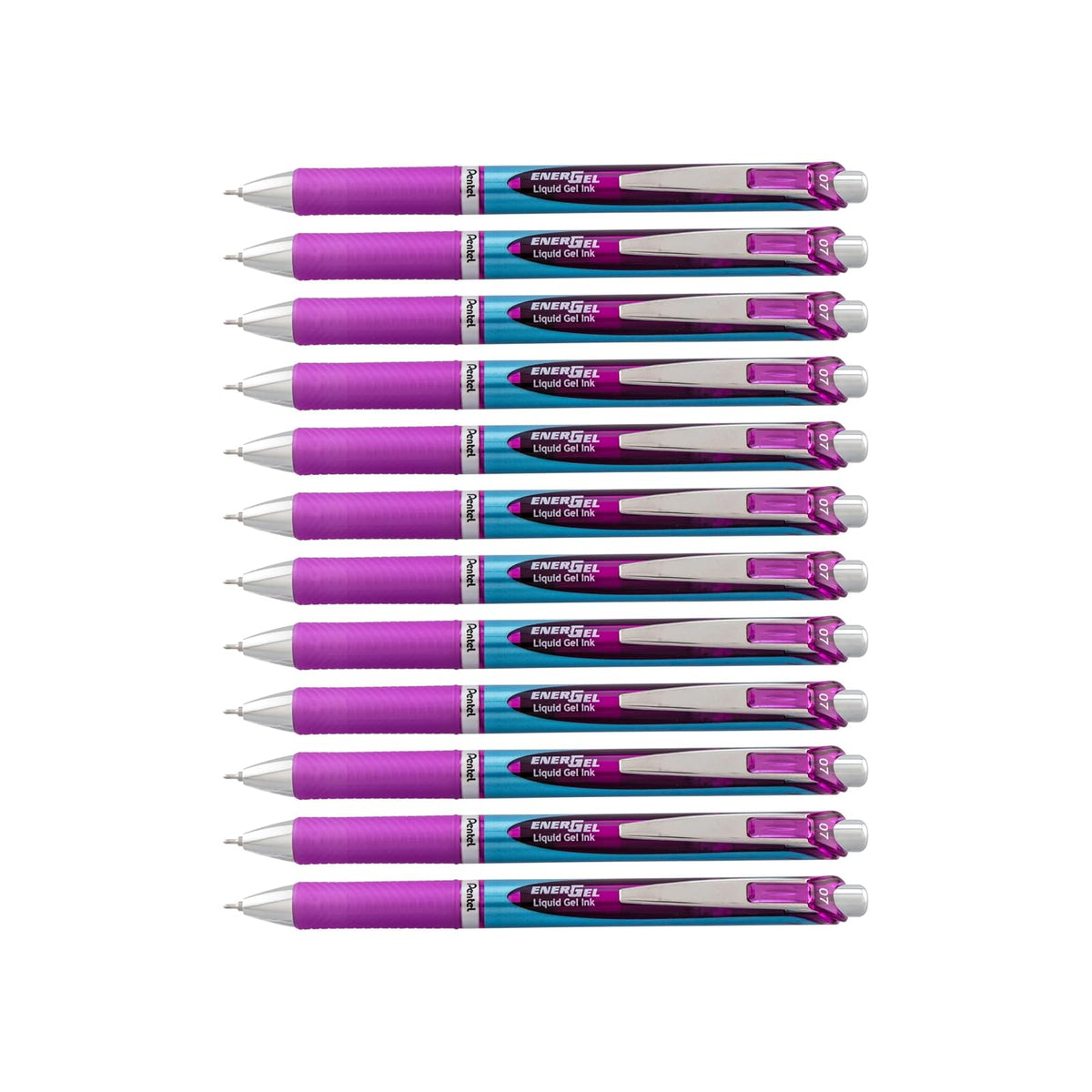 Pentel EnerGel RTX Bolígrafos Retráctiles de Tinta Líquida de Gel - Aguja de 0.7mm - 12 Unidad (Paquete de 1) - Violeta