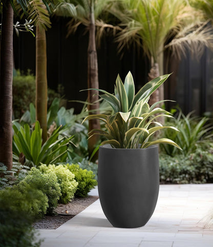 Kante - Maceta Alta Negra bruñida de 21.5 Pulgadas de Alto, Maceta Decorativa Grande para Interiores con Orificio de Drenaje y tapón de Goma, Estilo Redondo Moderno para el hogar y el Patio