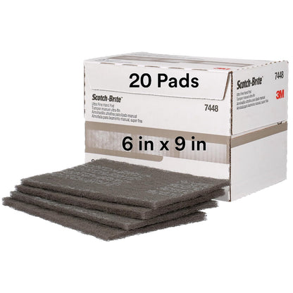 Cubitron Almohadilla de mano ultra fina, paquete de 20, 6 x 9 pulgadas, carburo de silicio, gris, para metal, madera, plástico y compuestos