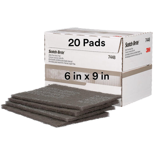 Cubitron Almohadilla de mano ultra fina, paquete de 20, 6 x 9 pulgadas, carburo de silicio, gris, para metal, madera, plástico y compuestos