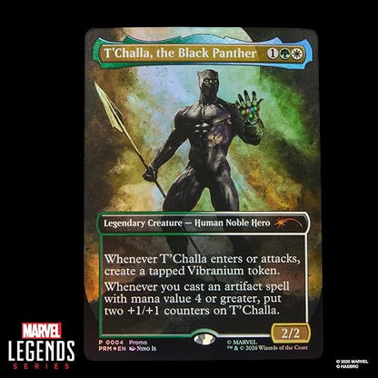 Marvel Legends Series, Marvel Super Heroes y Magic: The Gathering, Pantera Negra, Figura de 15 cm con Carta Exclusiva Metalizada de colección para el Juego
