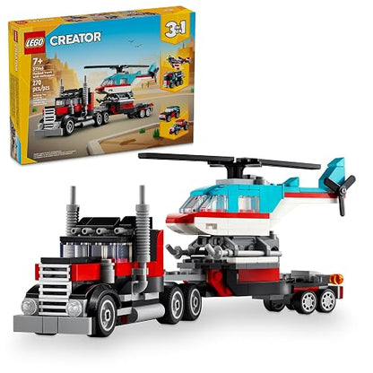 LEGO Creator Camión Plataforma con Helicóptero Set 3en1 con vehículos de Juguete 31146