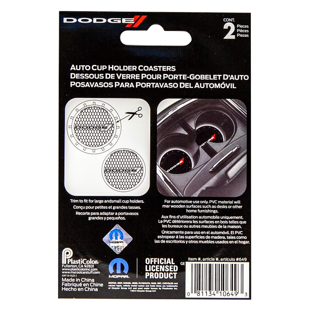 Plasticolor 000649R01 Dodge Logo Auto Automóvil Camión SUV Portavasos Portavasos Paquete de 2