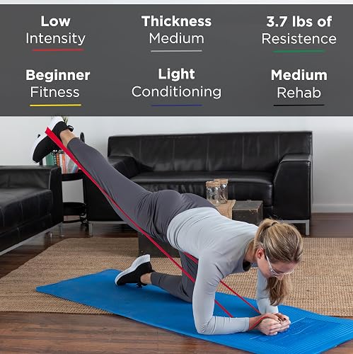 THERABAND Juego de bandas de resistencia sin látex para ejercicio superior e inferior del cuerpo, entrenamiento de fuerza, terapia física, pilates, rehabilitación, amarillo, rojo y verde, principiante