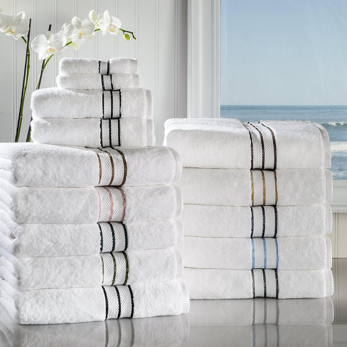 SIMPLI-MAGIC 79507 - Juego de 8 Piezas, 2 baños, 2 Manos, 4 paños de Lavado, 100% algodón Hilado en Anillo, Toallas Altamente absorbentes para baño, Gimnasio, Hotel y SPA, Gris
