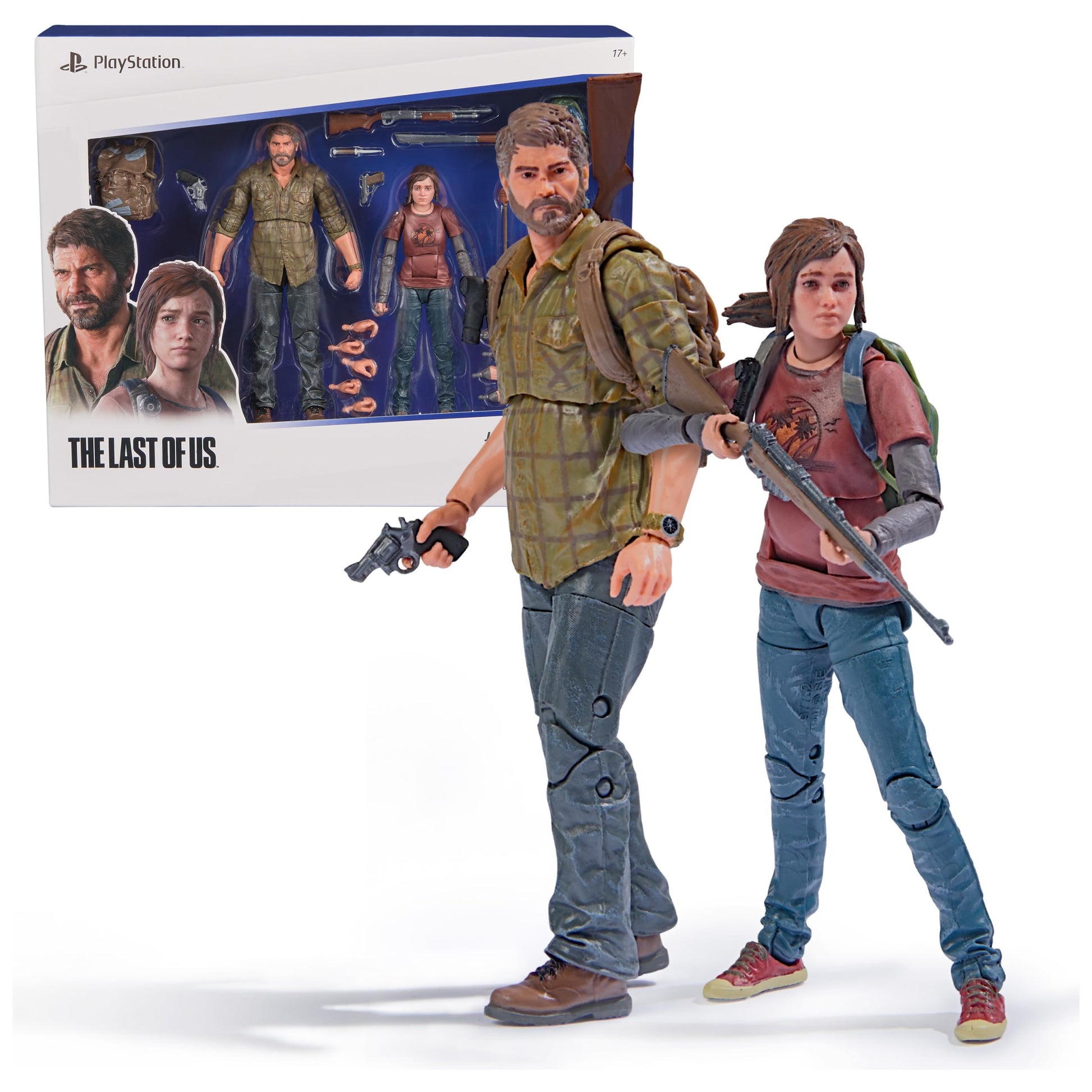 PlayStation The Last of Us, Pack de 2 Figuras de acción de Joel & Ellie de 15 cm con 19 Accesorios, The Shapes Collection, para Fans y coleccionistas de la PS5 a Partir de 17 años