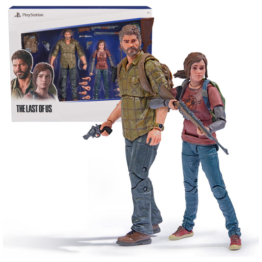 PlayStation The Last of Us, Pack de 2 Figuras de acción de Joel & Ellie de 15 cm con 19 Accesorios, The Shapes Collection, para Fans y coleccionistas de la PS5 a Partir de 17 años