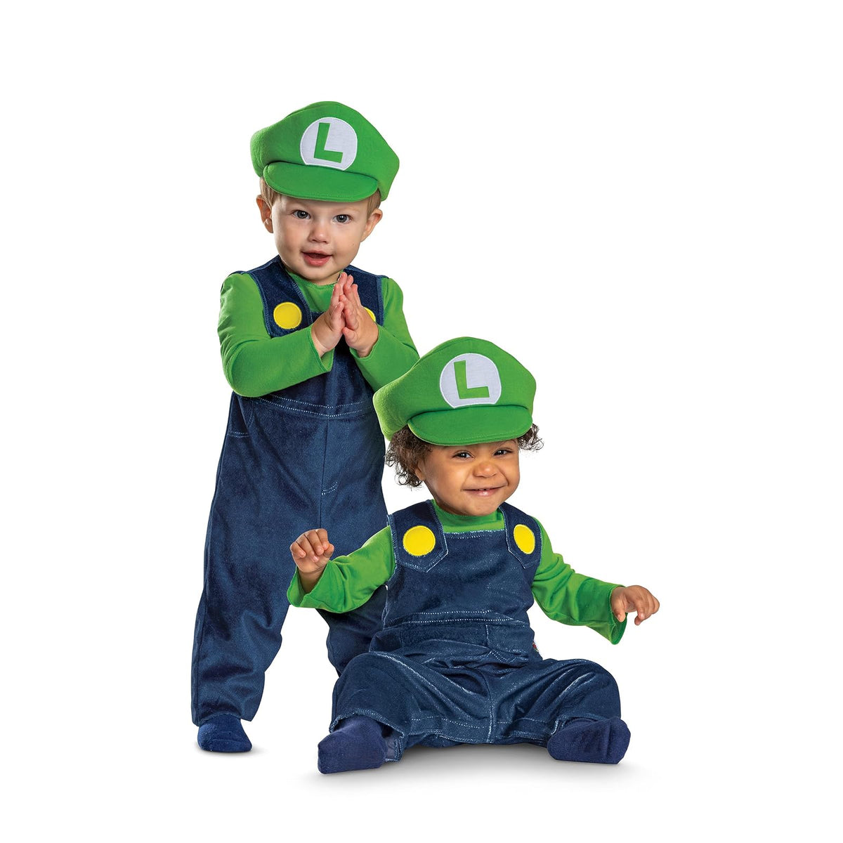 Disfraz de Luigi para bebé, disfraz oficial de Nintendo Super Mario Luigi con sombrero para bebés, tamaño (12-18 meses)