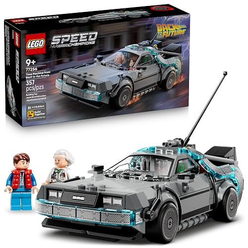 LEGO Speed Champions Máquina del Tiempo de Volver al Futuro – Auto de Juguete – 2 Minifiguras: Marty Mcfly y el Doc Brown – Set de Construcción para Niños Mayores de 9 Años – 77256