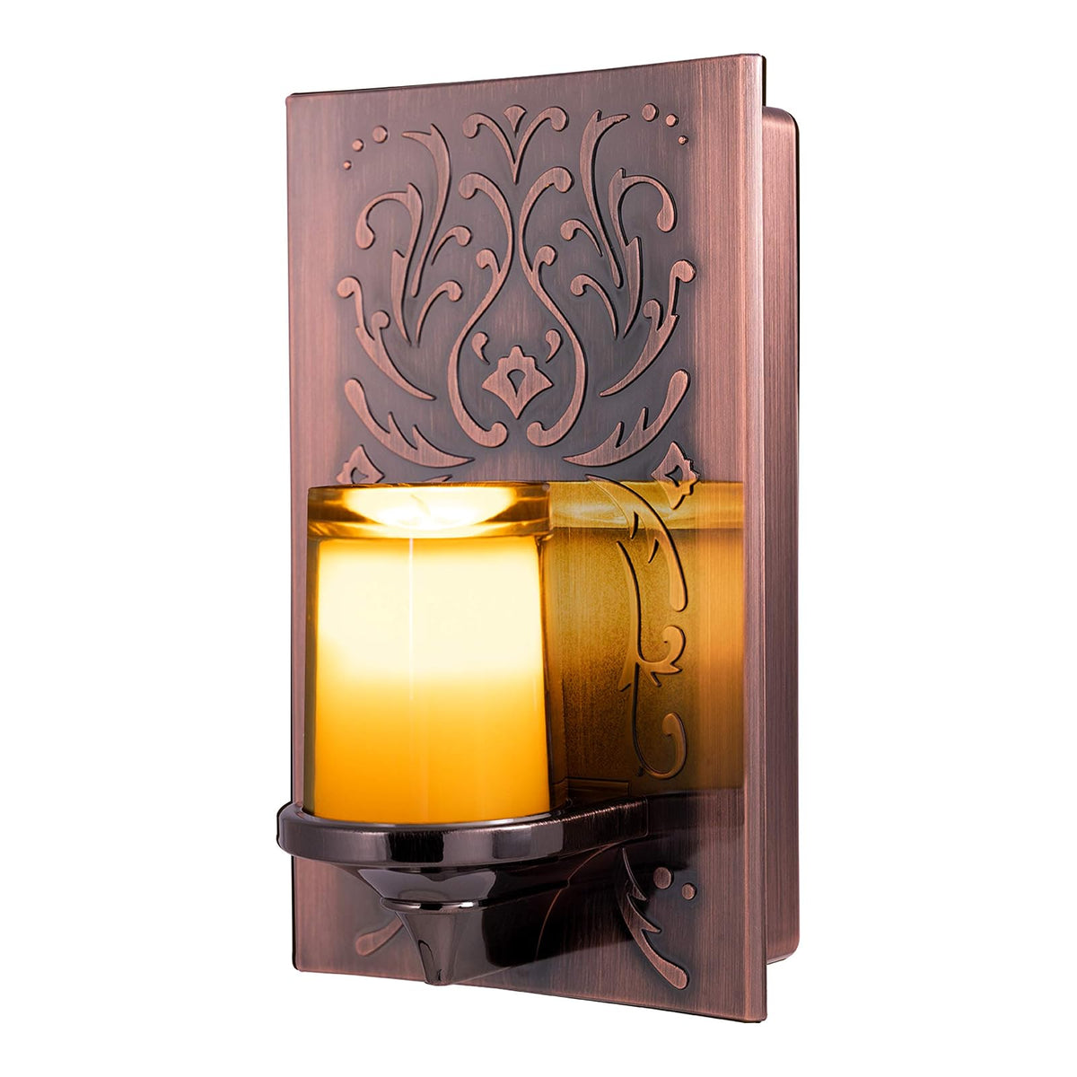 Luz de noche GE LED CandleLite, enchufable, sensor de anochecer a amanecer, encendido/apagado automático, luz ámbar cálida, ahorro de energía, acabado de bronce frotado con aceite, 11258