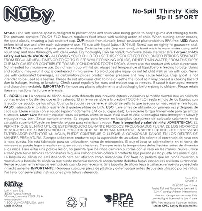 Nuby - Juego de 2 vasos deportivos con boquilla suave y tapa, 12 onzas, 12 meses, paquete de 2 unidades, aguamarina y perro morado