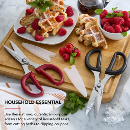 KitchenAid - Tijeras de cocina - Tijeras domésticas - Asas antideslizantes - Tijeras afiladas - Acero inoxidable - Plástico - Gris