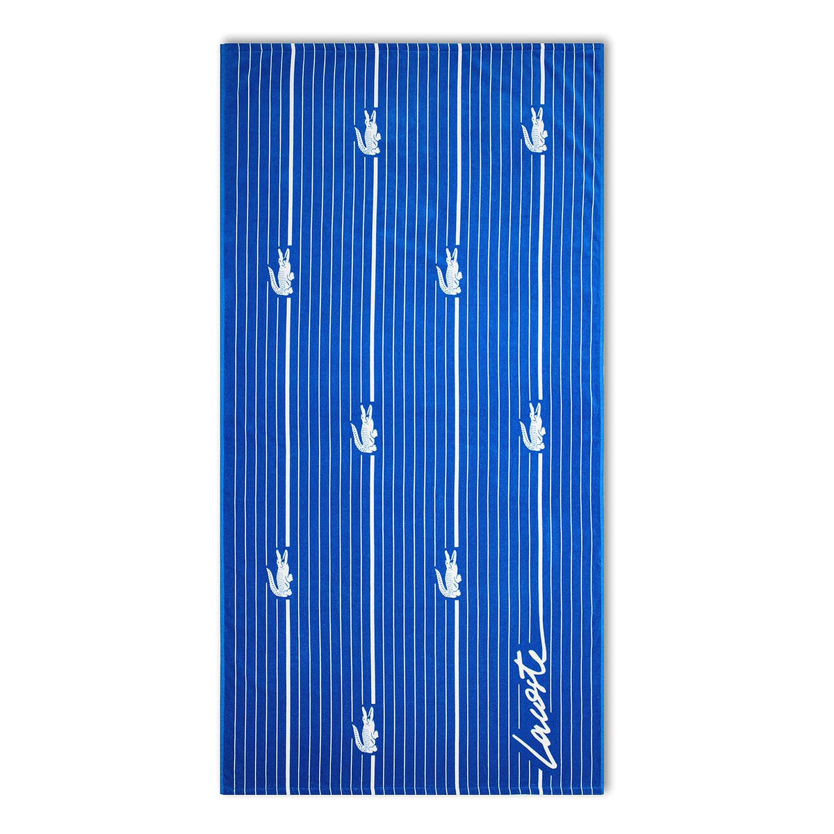 Lacoste Toalla de Playa Grande 100% algodón, Ultra Absorbente y de Secado rápido, Lavable a máquina, cocodrilo a Rayas, 36 Pulgadas de Ancho x 72 Pulgadas de Largo - Croc Shirting Blue