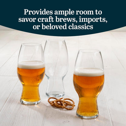 Libbey Entertaining Essentials - Juego de 6 vasos de cerveza para manualidades, elegantes vasos de cerveza, vasos de tulipán IPA para importaciones, alias pálidas indias y clásicos