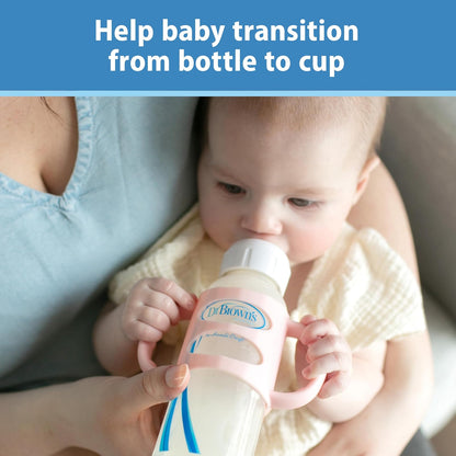 Dr. Brown’s® Milestones™ 100% Silicone Baby Bottle Handles, Narrow, Light Pink, Ecru, Black, 3 Pack, 4m+