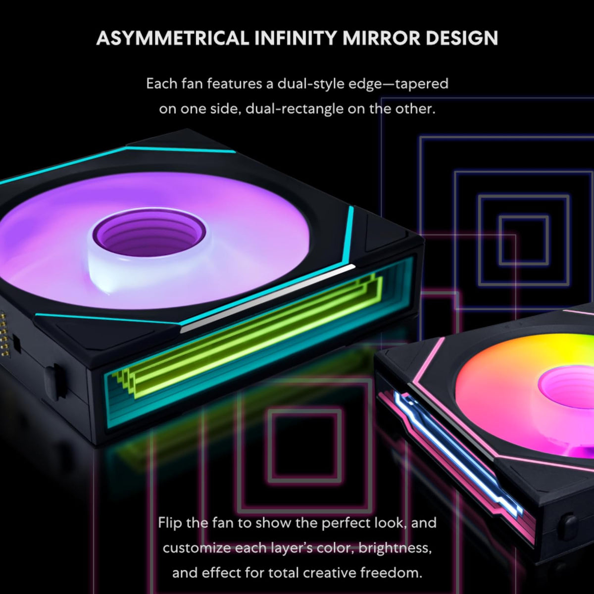 Lian Li UNI Fan SL-Infinity Wireless 120 - Paquete triple, señal inalámbrica ARGB de 2,4 GHz, diseño de espejo infinito doble, bajo ruido, driver incluido, negro (12SLIN1W3B)