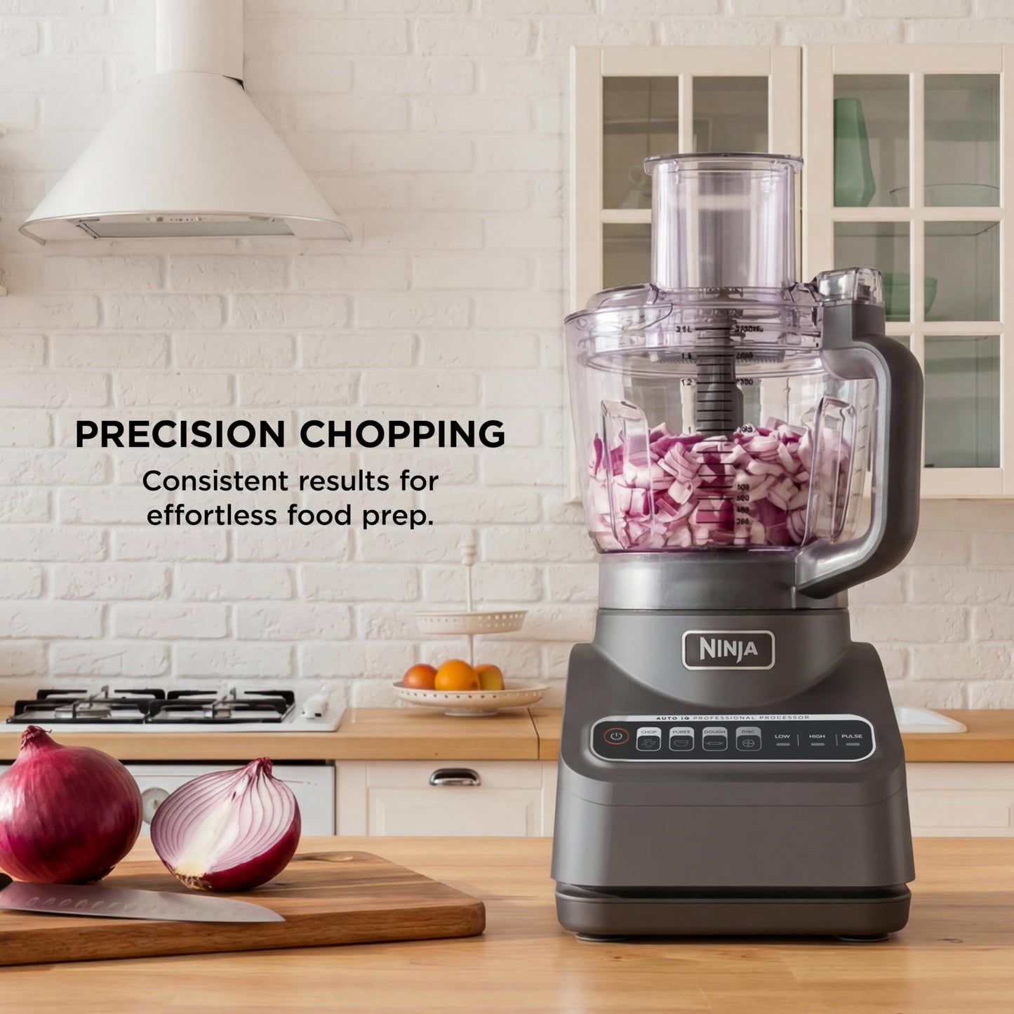 Procesador de alimentos ninja Professional Plus, 1000 vatios pico, 4 funciones para cortar, rebanar, purés y masa con tazón de procesador de 9 tazas, 3 cuchillas, conducto de alimentos y empujador,