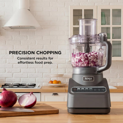 Procesador de alimentos ninja Professional Plus, 1000 vatios pico, 4 funciones para cortar, rebanar, purés y masa con tazón de procesador de 9 tazas, 3 cuchillas, conducto de alimentos y empujador,