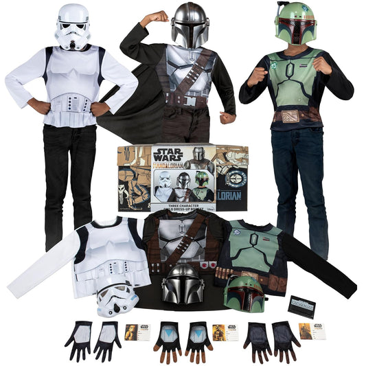 Star Wars The Mandalorian - Caja Oficial de Vestir para jóvenes, Blusas, Guantes y máscaras del mandaloriano, Boba Fett y Stormtrooper Multi