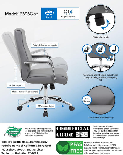 Boss Office Products - Silla de Asiento Ejecutivo, Color Gris